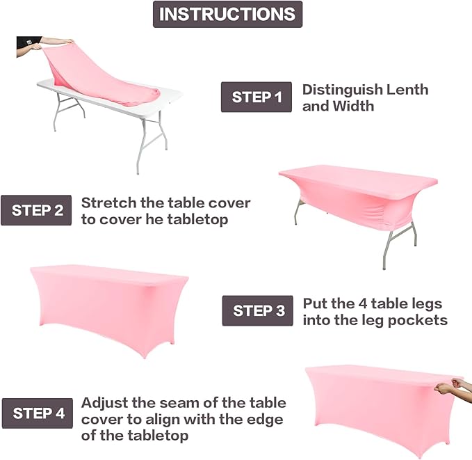 IVAPUPU 2 Pack 6FT Table Cloth for Rectangular Fitted Events Stretch Pink Table Covers Washable Spandex Tablecloth Protector for Party, Wedding, Cocktail, Banquet, Festival-Ruum Studio Home