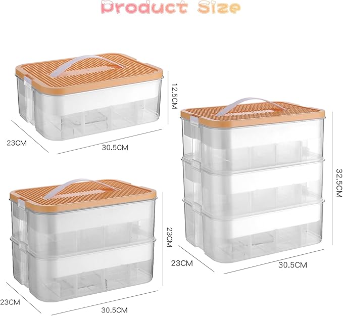Toys Organizer Storage Case for Lego Box Kids Toy Stackable Building Blocks with Lids Bins Adjustable Lego Storage Containers Plastic Toy Box 2 Layer (Lemon)-Ruum Studio Home
