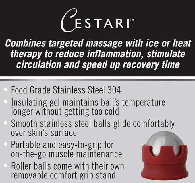 Massage Roller Ball - Stainless Steel Gel Balls for Heat + Ice Therapy - Back, Shoulder, Calf, Foot Massager with Heat or Cold - Myofascial Release - Deep Tissue Trigger Points - Hot Cold Roller..-Ruum Studio Home