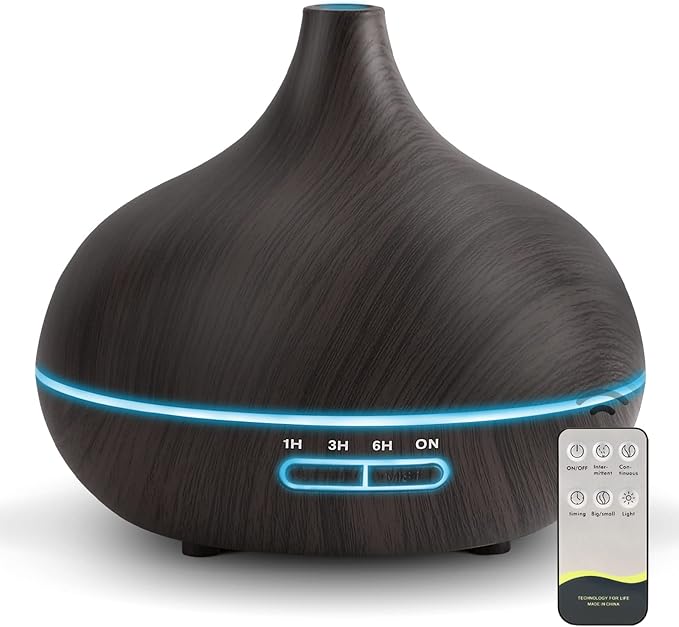 Diffusers for Essential Oils Large Room, 550ml Essential Oil Diffusers with Remote Control, Ultrasonic Oil Diffuser with Timer, 7 Colors Light for Bedroom-Ruum Studio Home