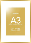 Homeforia A3 Picture Frame Gold, High End Metal 11.7 x 16.5 inch Poster Frames with Mat 8.3 by 11.7 for Photo, A3 Size Frames Matted to A4 Print, 11.7x16.5 Wall Hanging Frame, Tempered Glass, Set of 1-Ruum Studio Home