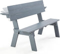 AVAWING Outdoor Convertible Wood Bench with Backrest, Patio Wood Convert a Bench, Space-Saving 2-in-1 Picnic Table Chairs Set for Backyard, Porch, Patio, Garden, Grey-Ruum Studio Home