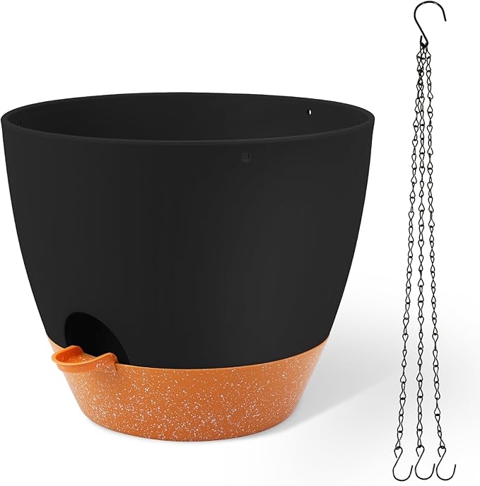 GARDIFE Large Hanging Planter, 12 inch Hanging planters for Indoor. Outdoor Plants, Self Watering Plant Pot, Plant Hanger, Black-Ruum Studio Home