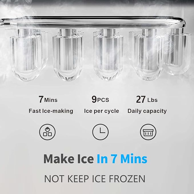 Hot and Cold Water Dispenser with Ice Maker for 5 Gallon Bottle Water Cooler Dispenser Built-in Ice Maker 27 lbs in 24 hrs with Child Safety Lock-Ruum Studio Home