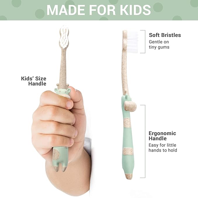 ROARex Vegan Eco Friendly All Natural Kids Toothbrush Made from Plants – Sweet Baby Giraffe | 100% Biodegradable and Compostable | 1% for The Planet Product-Ruum Studio Home