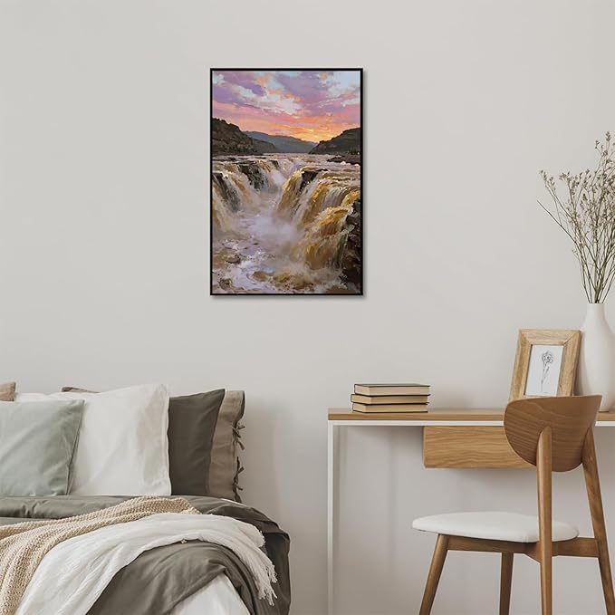 The surging waterfall scenery in the canyon is suitable for posting in the living room bedroom and office landscape posters-Ruum Studio Home
