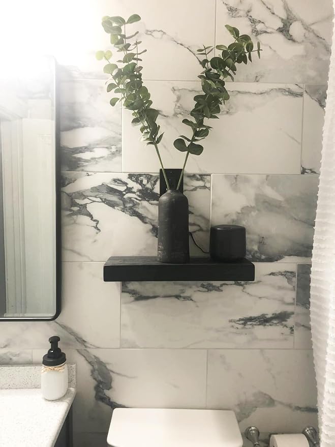 joelsantiques - 18 Inch Wooden Floating Shelves for Wall - 18x6x2 in - Made of Natural Wood - Short Heavy Duty Rustic Wall Shelves for Bedroom - Perfect for Bathroom, Kitchen - Black-Ruum Studio Home