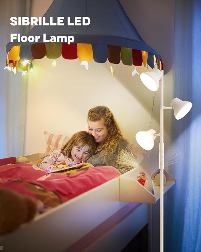 White Floor Lamp, 36W Modern Dimmable Standing Lamp 2700-6500K, 3 Rotatable LED Lights Reading Tall Lamp, Touch & Remote Control Floor Lamps for Living Room Bedroom Office-Ruum Studio Home
