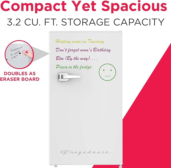 Frigidaire EFR331-WHITE 3.2 Cu ft Eraser Board Mini Compact Dorm Fridge (White)-Ruum Studio Home