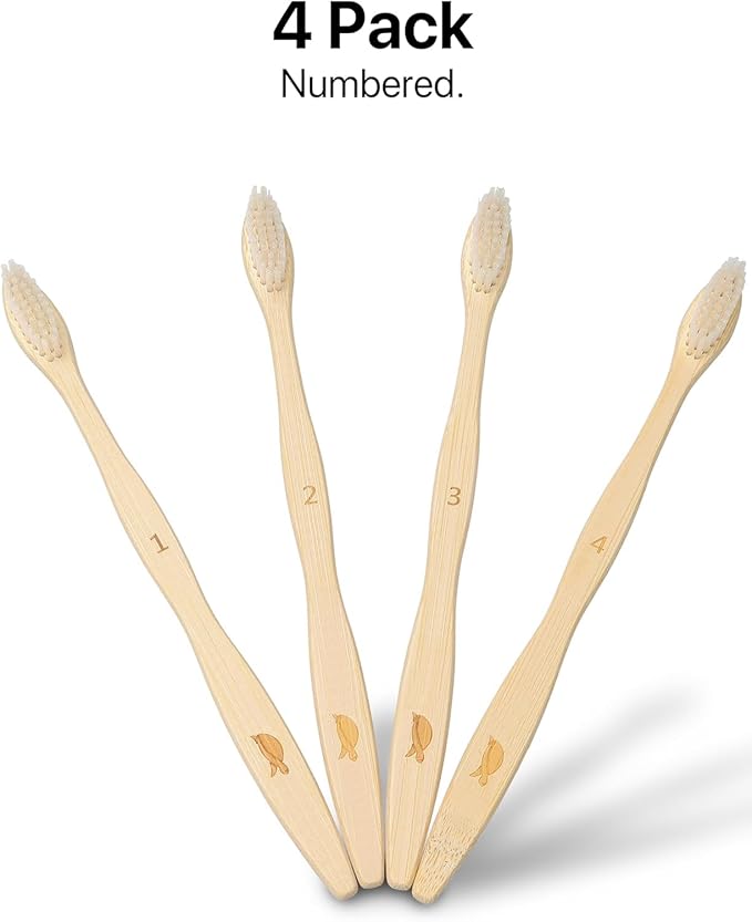 Sea Turtle Plant-Based Bristles, Bamboo Toothbrushes, Soft Natural Toothbrush for Adults (4 Pack)-Ruum Studio Home
