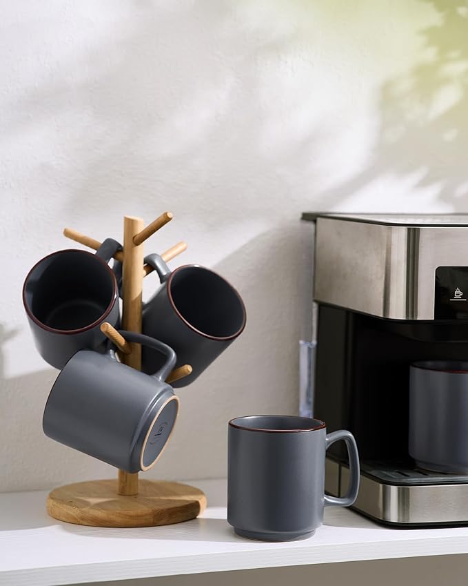 famiware Coffee Mugs Set of 4, Nebula 14oz Coffee Mugs, Ceramic Cup Set with Handle for Latte, Tea, Milk, Cappuccino, Cocoa, Charcoal-Ruum Studio Home