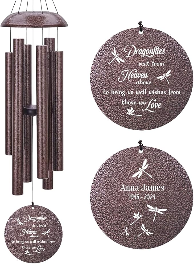 Memorial Wind Chimes Sympathy Gifts, Customized Dragonfly Wind Chime, 36-inch Commemorative Wind Chimes to Commemorate The Loss of Loved Ones, Condolence Gifts-Ruum Studio Home