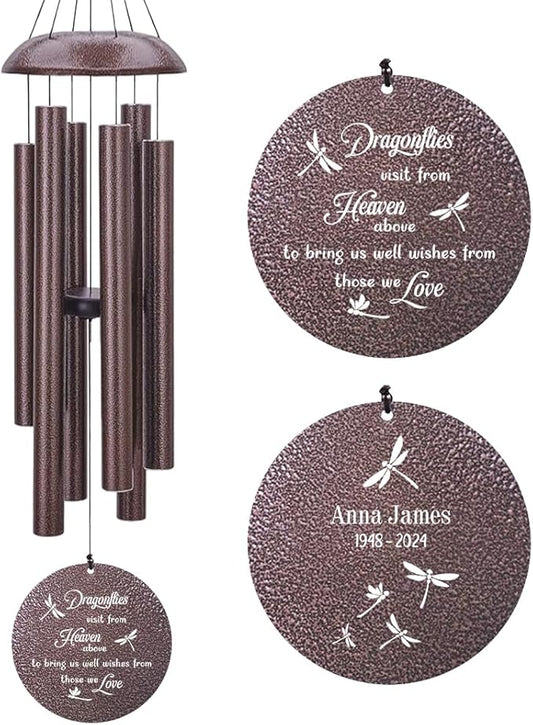 Memorial Wind Chimes Sympathy Gifts, Customized Dragonfly Wind Chime, 36-inch Commemorative Wind Chimes to Commemorate The Loss of Loved Ones, Condolence Gifts-Ruum Studio Home