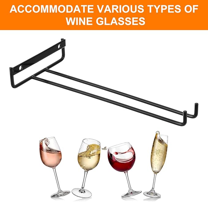 uxcell 5Pcs Wine Glass Rack, 10.43 Inch Iron Wine Glasses Rack Under Cabinet Stemware Rack - Wall Mountable Wine Glass Holder Storage Hanger for Bars Coffee Restaurants Kitchens, Black-Ruum Studio Home