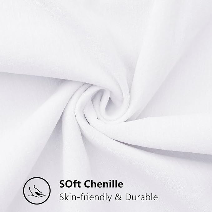 decorUhome Chenille Soft Throw Pillow Covers 16x16 Set of 2, Farmhouse Velvet Neutral Decorative Euro Pillow Covers with Stitched Edge for Couch Sofa Bed Home Decor, White-Ruum Studio Home