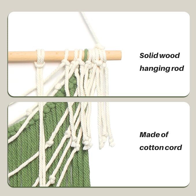 JONKASIPA Macrame Wall Hanging Bohemian Handmade Leaf Feather Wall Art Decorations, Green fringe Chic Home Decor for Apartment Dorm Living Room Bedroom-Ruum Studio Home