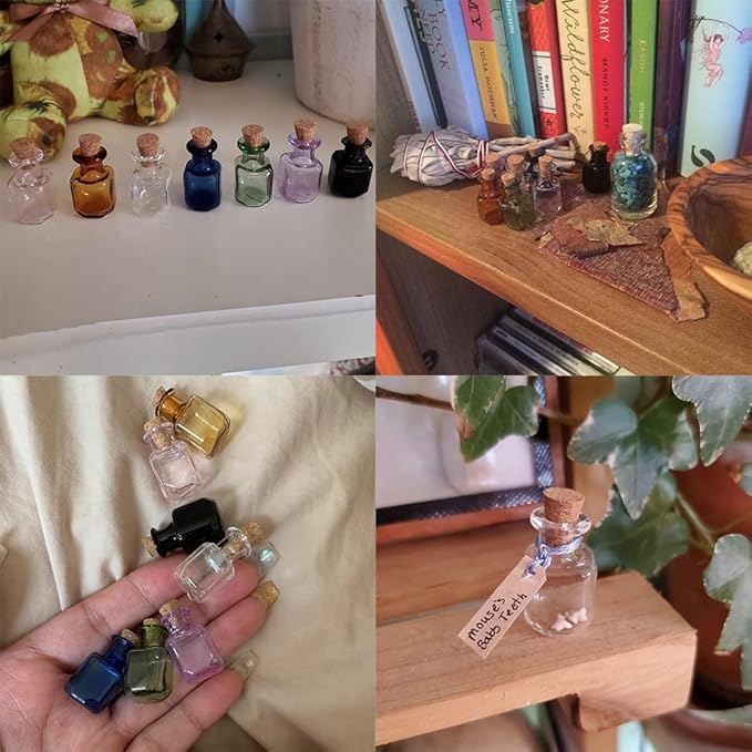 2ml Very Mini Rectangle Glass Color Bottles With Cork Colored Glass Bottles with Cork Stoppers Mix 7 Colors-Ruum Studio Home