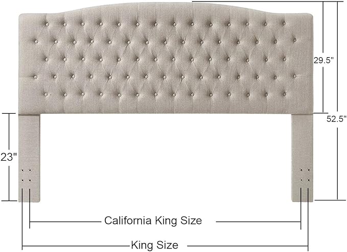 24KF Upholstered Tufted Button Linen Fabric Headboard,Comfortable Fashional Headboard King/CA King Size,Linen-Ruum Studio Home