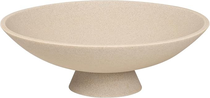 Decorative fruit bowl for Home Decor Large Modern Handicraft Key Bowl for Entryway Table Stylish Centerpiece Purse Bowl Pedestal bowl for Kitchen Counter Coffee Table(Artificial Stone Beige)-Ruum Studio Home