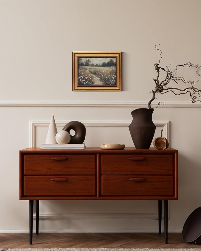 HUARCEY Gold Framed Vintage Wall Art for Living Room, Flowers Painting Prints Shelf Decor for Kitchen, Landscape Bedroom Wall Art, Christmas Gifts for Friends or Family (Flowers Path - 8"x10")-Ruum Studio Home