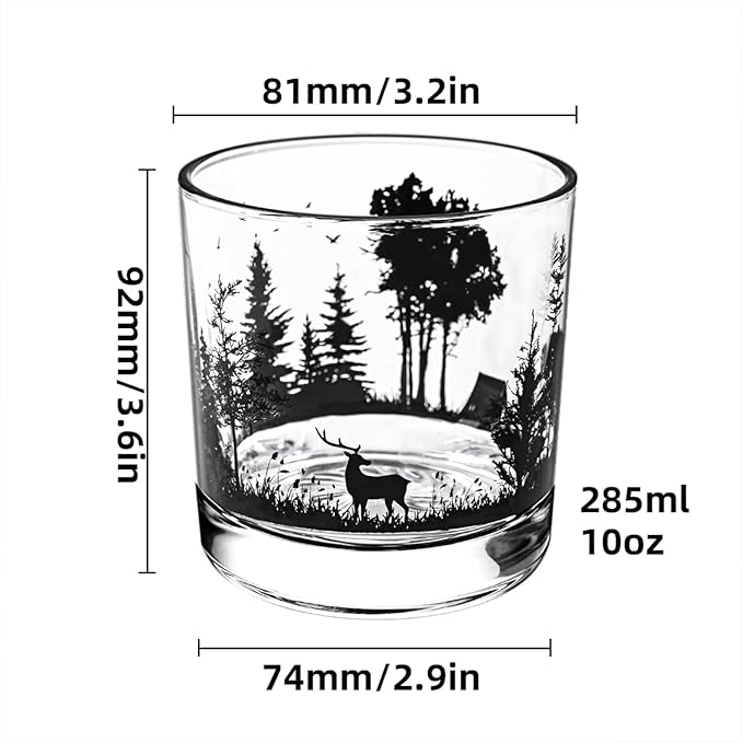 Old Fashioned Whiskey Glasses, Stemless Wine Glasses with Gift Box, 10Oz Rocks Glass for Scotch Cocktail Bourbon Vodka Liquor, Unique Gifts for Dad, Husband, Father's Day, Anniversary-Ruum Studio Home