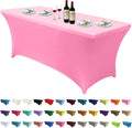 ABCCANOPY 5 FT Pink Spandex Table Cover Stretch Fitted Wrinkle Resistant Tablecloth Reuse for Rectangular Folding Table Patry Event Wedding Banquet Protector-Ruum Studio Home