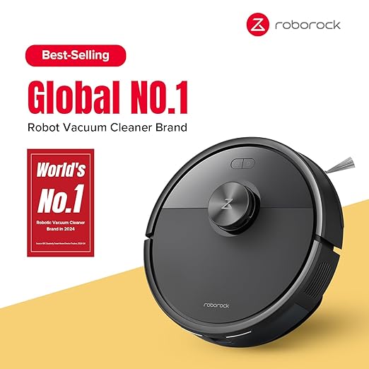 roborock Q7 M5 Robot Vacuum and Mop Combo, 10,000Pa HyperForce Suction, Robotic Vacuum Cleaner, Dual Anti-Tangle System, APP-Controlled Mopping, LiDAR Navigation, for Pet Hair and Carpet, Black-Ruum Studio Home