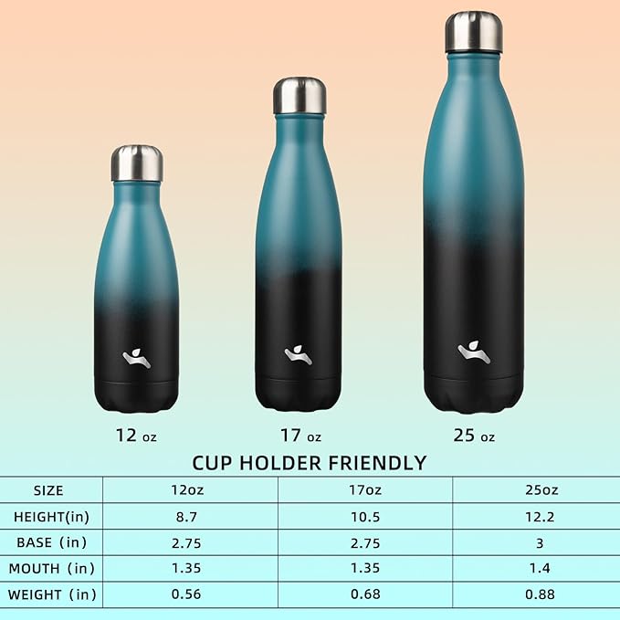 Insulated Water Bottles,12 oz Double Wall Stainless Steel Vacumm Metal Flask for Sports Travel,Indigo Black-Ruum Studio Home