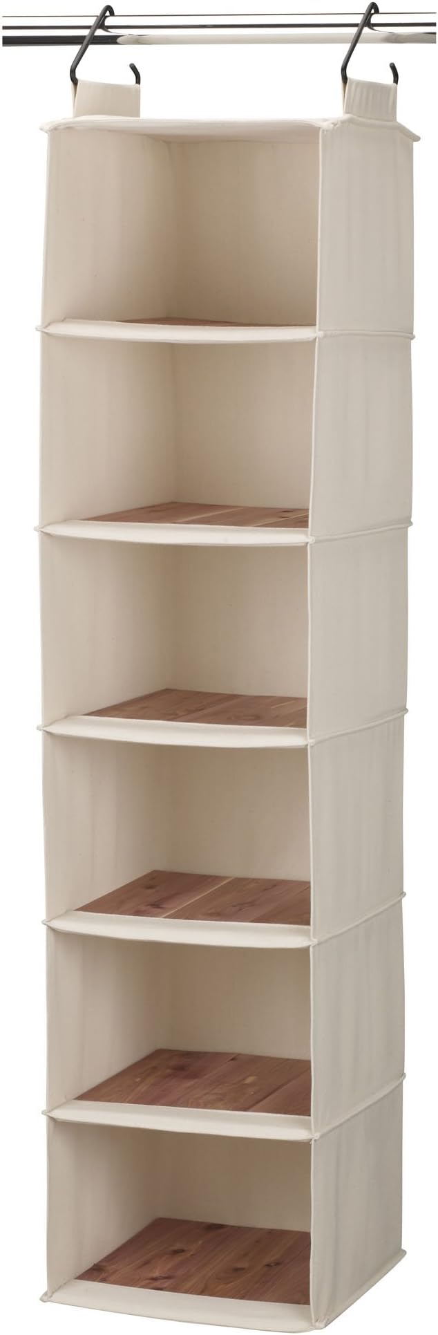 Household Essentials Cedarline 6-Shelf Hanging Closet Organizer, Heavy-Duty Cotton Canvas, Breathable, Versatile, Compact, Perfect for Rod or Wire Closets, Natural-Ruum Studio Home