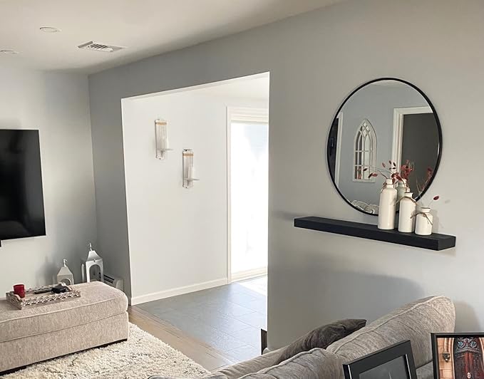 joelsantiques 36 Inch Wooden Floating Shelves for Wall - 36x6x2 in - Made of Natural Wood - Long Heavy Duty Rustic Wall Shelves for Bedroom - Perfect for Living Room, Kitchen - Black-Ruum Studio Home