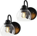 Farmhouse Gooseneck Wall Sconces Set of Two, Bathroom Vintage Black Vanity Light, Rustic Indoor Wall Light Fixtures with Clear Glass for Bathroom Beside Mirror Living Room Hallway-Ruum Studio Home