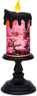 Halloween Snow Globe Candles Lighted Lamp, Lighted Flameless Candles with Water Glitter Swirls and Spooky Moving,Battery Operated-Ruum Studio Home
