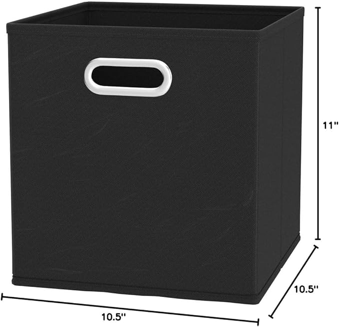 Amazon Basics Collapsible Cube Storage Organizer Bins, 6-Pack, 10.5 x 10.5 x 11 inches, Black-Ruum Studio Home