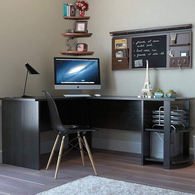 Corner Shelf,14inch Walnut Solid Wood Floating Corner Shelves Wall Mount Round End Floating Speaker Rack with Wire Hole for Small Plant for Bedroom Kitchen, Living Room-Ruum Studio Home