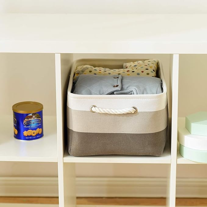 Storage Basket Fabric Sturdy Canvas Storage Bins Organizer with Handles for Clothes and Toy Storage Foldable Storage Boxes Cubes-Ruum Studio Home