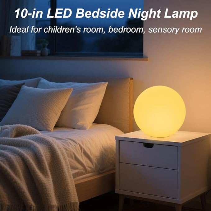 10 In LED Globe Light w/Remote, 16 RGB Colors 4 Modes & 8 Dimmable Brightness LED Ball Light Sphere Lamp, Rechargeable Orb Night Light Waterproof Outdoor Globe Lamp for Home/Yard/Lawn/Party/Pool Decor-Ruum Studio Home