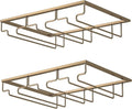 Wine Glass Rack - Under Cabinet Stemware Wine Glass Holder Glasses Storage Hanger 2 Pack Metal Organizer for Bar Kitchen Gold-Ruum Studio Home