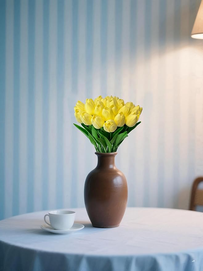15pcs Artificial Tulips Flowers Real Touch Latex Bouquet Fake Tulips for Office Wedding Party Home Kitchen Garden Decoration-Ruum Studio Home