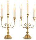 Sziqiqi Gold Taper Candle Holder for Centerpiece - 3-stem Candlesticks Holder for Wedding Table Centerpieces Metal Candle Stick Holders for Fireplace Mantle 2pcs-Ruum Studio Home