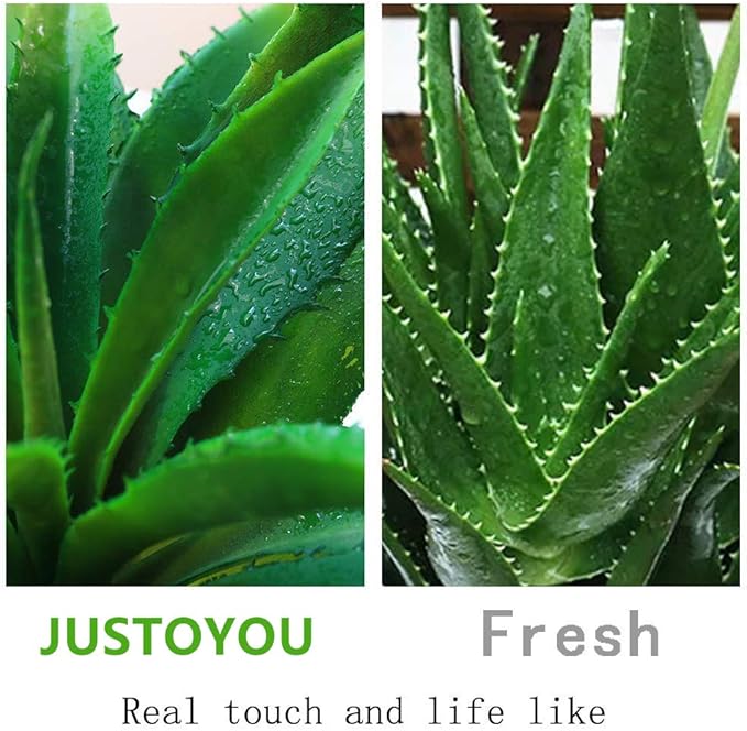 JUSTOYOU Large 12.5" Artificial Succulents Aloe Plants Real Touch Fake Flowers Unpotted for Home Wedding Festival Arrangement (1, Green)-Ruum Studio Home