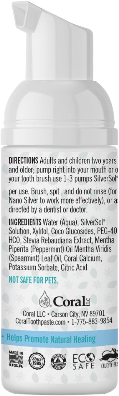 Coral Nano Silver Foaming Toothpaste, Natural Fluoride Free Toothpaste, SLS and Glycerin Free, Cool Mint, 4 Ounce-Ruum Studio Home