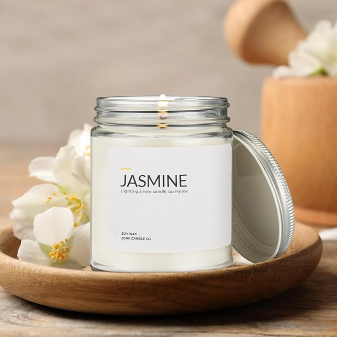 1OAK Jasmine Candle - Soy Wax Scented Candles (Jasmine) - Soy Candles for Home Scented - Long Burning Premium - Hand-Poured (7oz.)-Ruum Studio Home