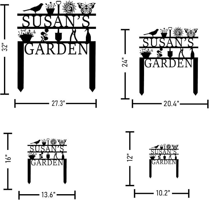 Personalized Garden Sign, Custom Garden Tools Sign with Stakes, Garden Sign with Last Name, Personalized Flower Garden Name Sign, Yard Sign, Lawn Sign, Custom Family Name Garden Sign, Farmhouse Decor-Ruum Studio Home
