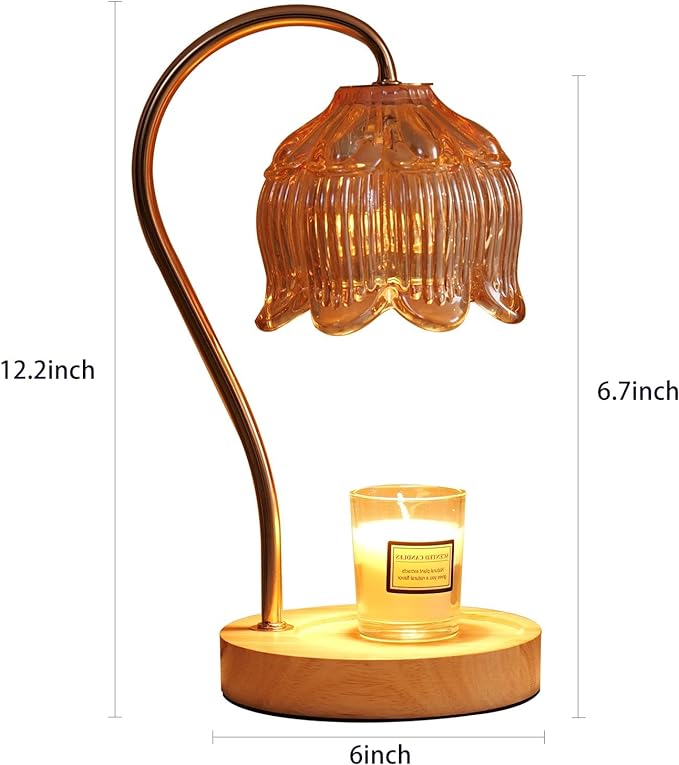 GEEZO Fragrance Candle Warmer Lamp with 2 Bulbs Electric Candle Warmer with Timer & Dimmer for Home Decor Wax Melt for Small Large Size Jar Candles Retro Wooden Base-Ruum Studio Home