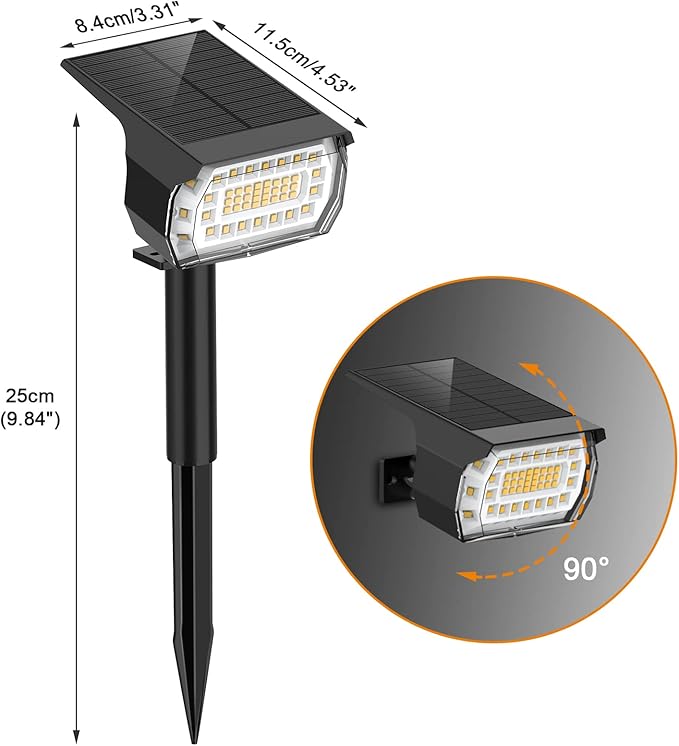 LANSOW Solar Spot Lights Outdoor, [2 Pack/57 LED] 2-in-1 Solar Landscape Spotlights, 3 Modes IP65 Waterproof Dusk to Dawn Solar Powered Flood Wall Lights for Outside Yard Garden Path(Warm White)-Ruum Studio Home