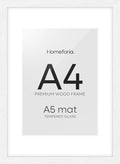 Homeforia A4 Picture Frame White Wood, High-End Oak 8.3 x 11.7 White Poster Frames Matted to 5.8 by 8.3 Photo, 8.3x11.7 Size Wooden Frame with Mat for 5.8x8.3 Print, Tempered Glass, Wall Kit, Set of 1-Ruum Studio Home