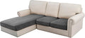 H.VERSAILTEX Velvet Stretch Sectional Couch Covers, 3 Pieces, L-Shaped with Separate Cushions - For Both Left/Right Couch Types (Large Sofa 2 Seater + Chaise, Grey Striped)-Ruum Studio Home