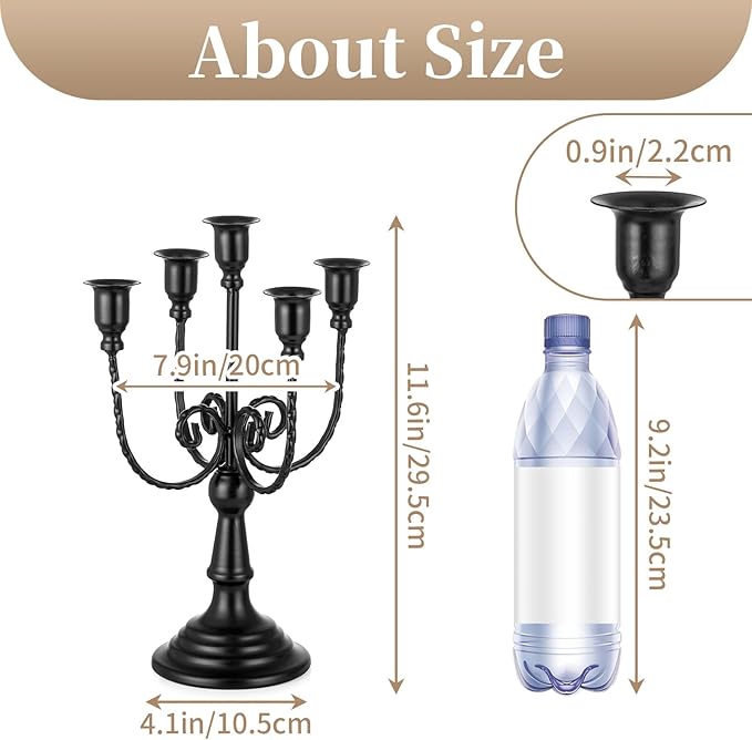 Sziqiqi Black Candelabra Candle Holder - Candle Holders for Candlesticks Set of 2 Metal Candelabrum Stand for Wedding Christmas Table Centerpieces Decor-Ruum Studio Home