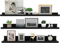 Giftgarden 36 Inch Black Floating Shelves for Wall Woodgrain Picture Ledge Large Photo Shelf for Bedroom Living Room Kitchen Bathroom Storage Shelving, Set of 3 Different Sizes-Ruum Studio Home