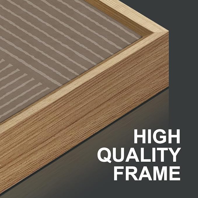 Tinonedraw Mid Century Modern Framed Canvas Wall Art Set of 3, Neutral Abstract Art Prints, Black and Brown Geometric Minimalist Wall Decor for Living Room Bedroom Office Dining Room 16"x24"x3-Ruum Studio Home